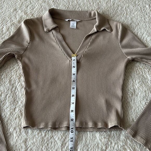 H&M long sleeve crop top tan size xs - Picture 8 of 16